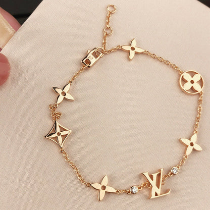 [✨Rose💎]STAR AND SUN 7 MOTIFS GOLD BRACELET