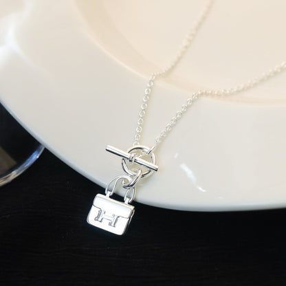 [✨Rose💎]POP H PEDANT SILVER NECKLACE