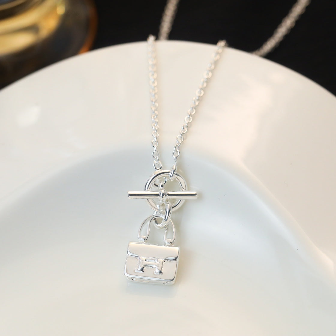 [✨Rose💎]POP H PEDANT SILVER NECKLACE