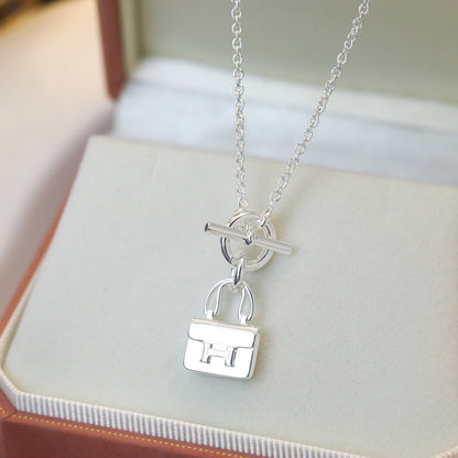 [✨Rose💎]POP H PEDANT SILVER NECKLACE