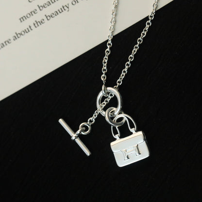 [✨Rose💎]POP H PEDANT SILVER NECKLACE
