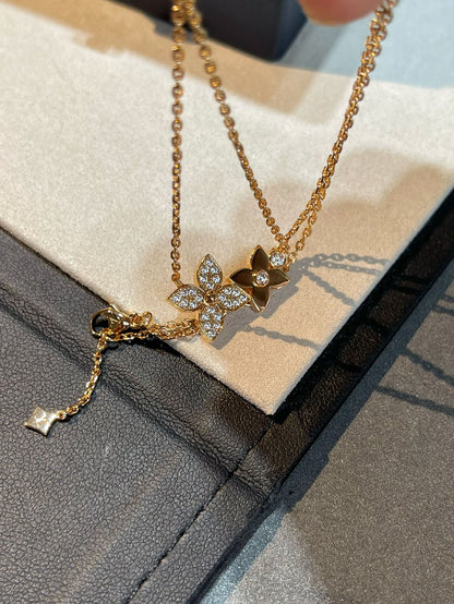 [✨Rose💎]STAR BLOSSOM NECKLACE PINK GOLD DIAMONDS