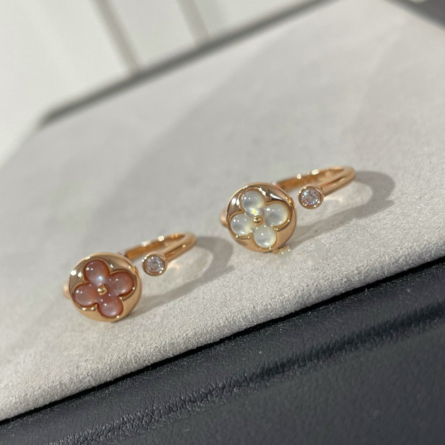 [✨Rose💎]SUN 1 DIAMOND PINK MOP RING