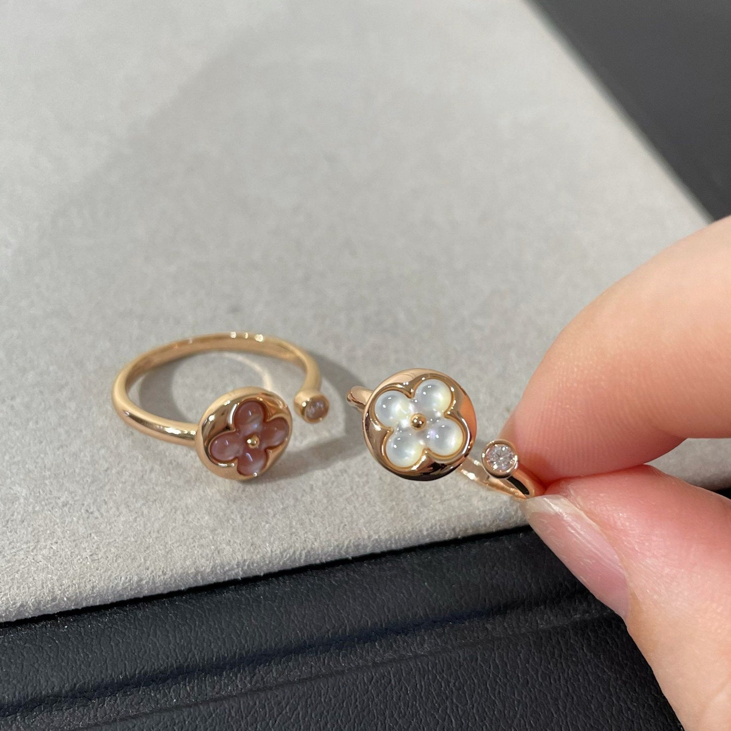 [✨Rose💎]SUN 1 DIAMOND PINK MOP RING