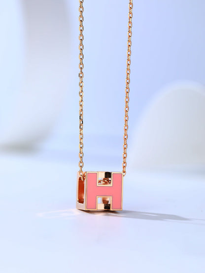 [✨Rose💎]H CAGE PINK GOLD NECKLACE