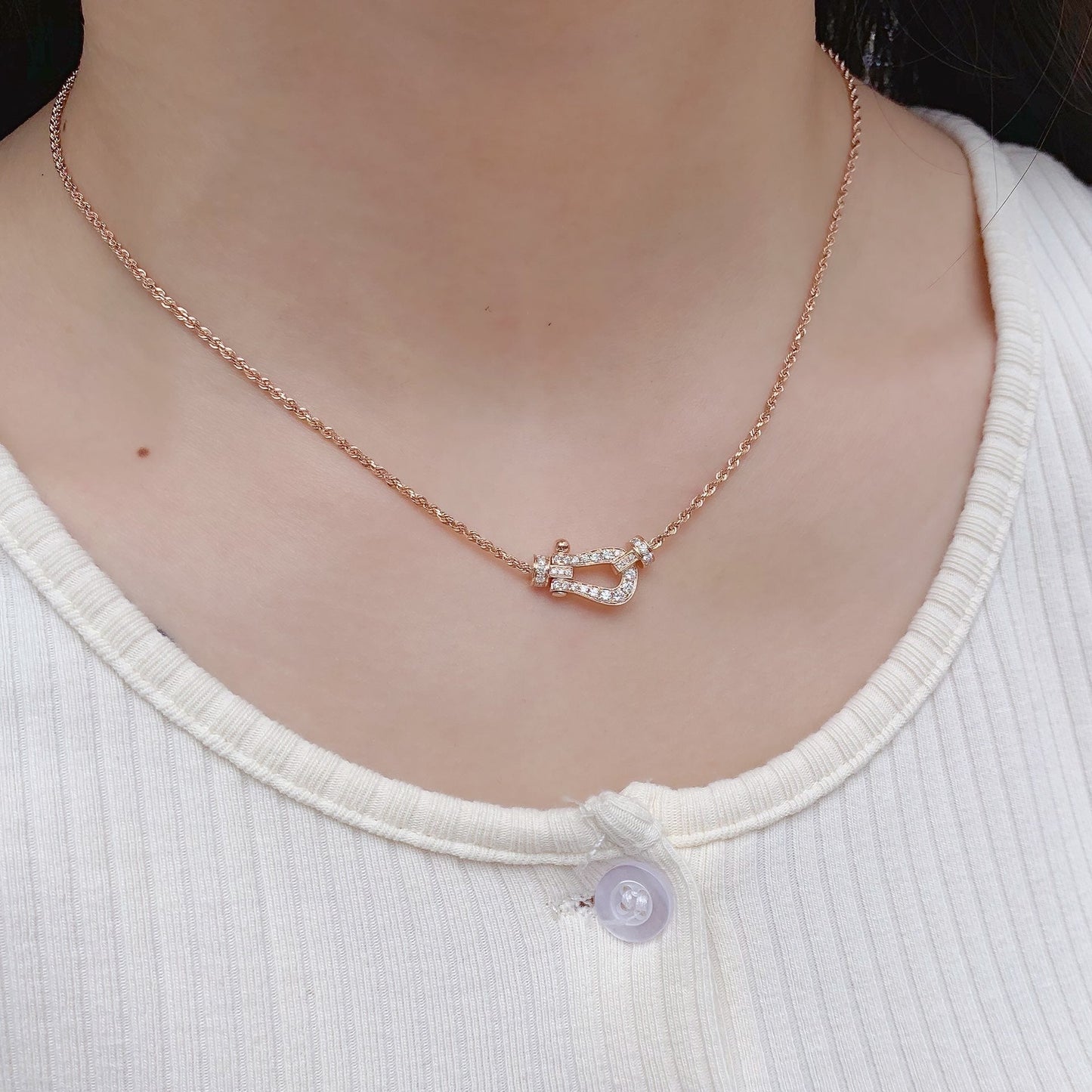[✨Rose💎]FORCE 10 PINK GOLD DIAMOND NECKLACE