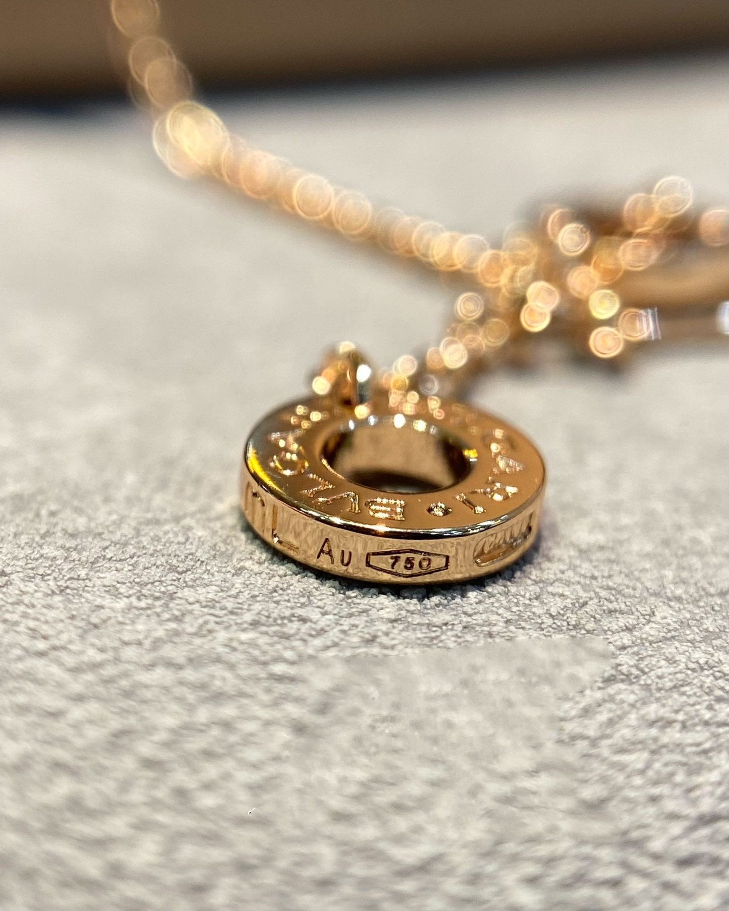 [✨Rose💎]DREAM MOP DIAMOND PAVED PINK GOLD NECKLACE