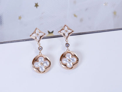 [✨Rose💎]STAR AND SUN PINK GOLD MOP DROP EARRINGS