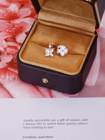 [✨Rose💎]STAR AND SUN PINK GOLD MOP STUD EARRINGS
