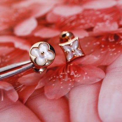 [✨Rose💎]STAR AND SUN PINK GOLD MOP STUD EARRINGS