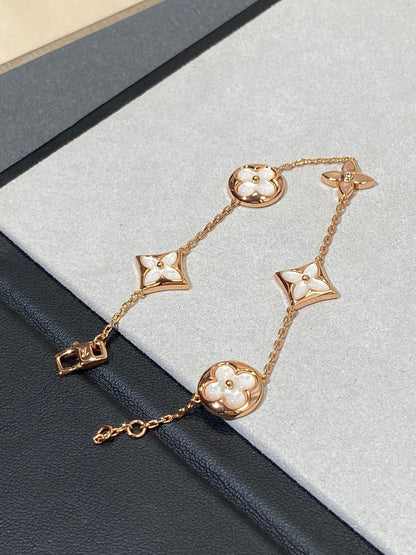 [✨Rose💎]STAR AND SUN 5 MOTIF MOP PINK GOLD BRACELET
