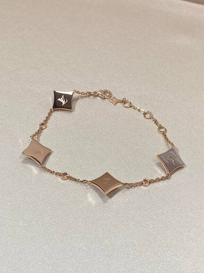 [✨Rose💎]STAR 4 MOTIF MOP DIAMOND PINK GOLD BRACELET