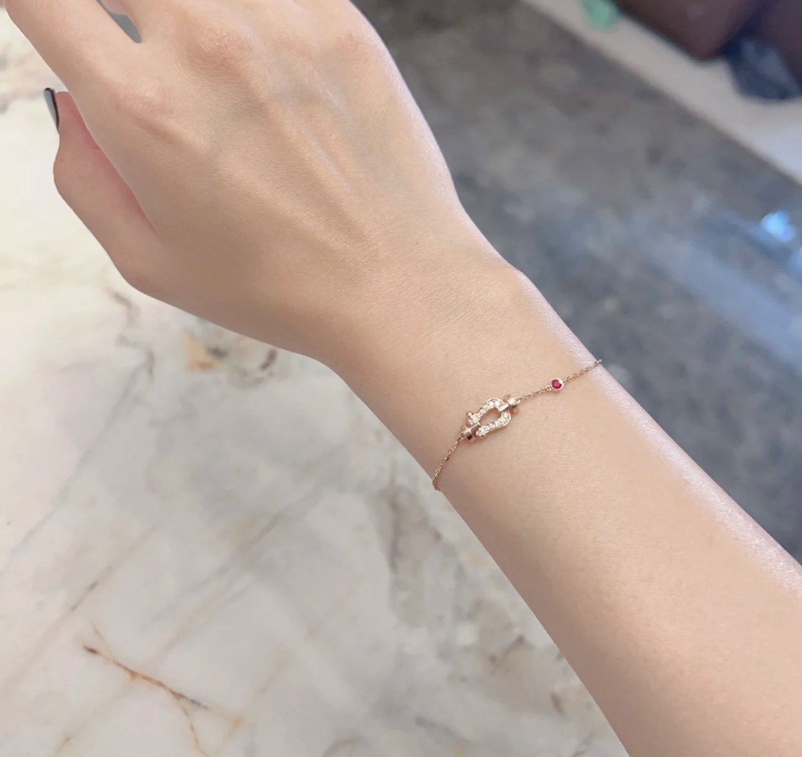 [✨Rose💎]FORCE 10 DIAMOND CHAIN LINK PINK GOLD BRACELET