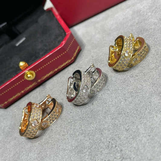 [✨Rose💎]LOVE 5.5MM DIAMOND PAVED EARRINGS