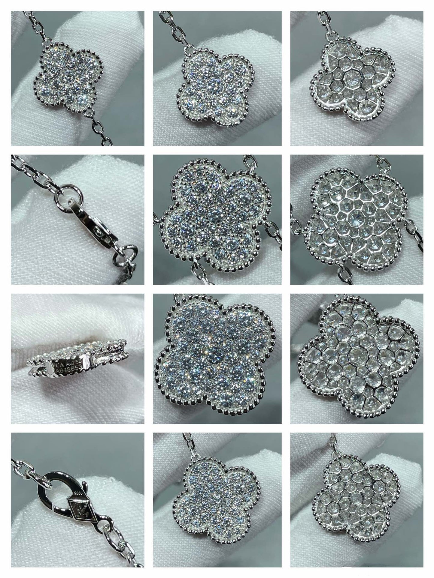[✨Rose💎]CLOVER 6 MOTIF DIAMOND PAVED NECKLACE