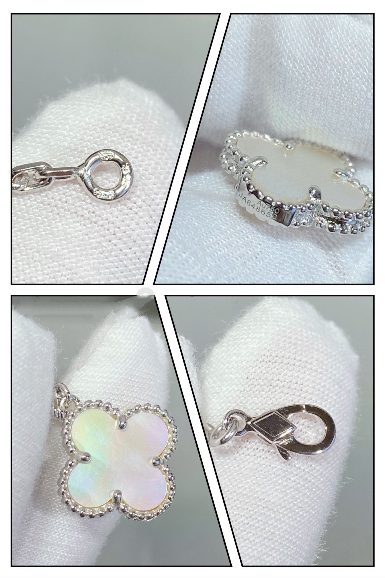 [✨Rose💎]CLOVER 5 MOTIF WHITE MOP SILVER BRACELET