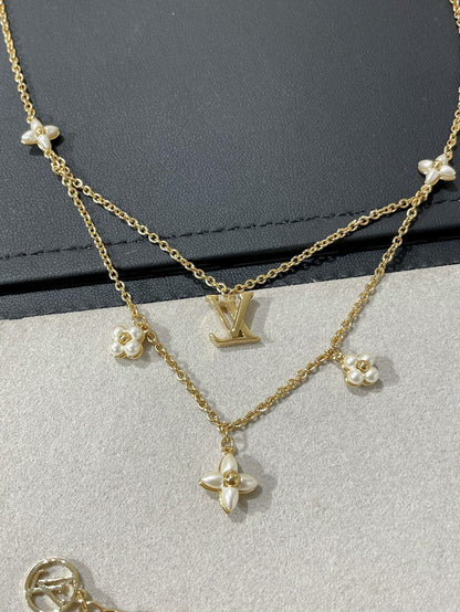 [✨Rose💎]FLOWERGRAM GOLD MOP DOUBLE ROW NECKLACE