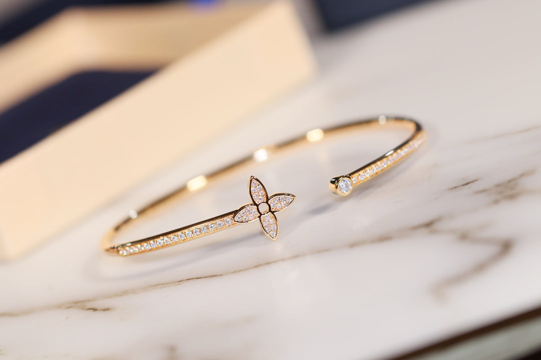 [✨Rose💎]IDYLLE GOLD OPEN BRACELET DIAMOND PAVED