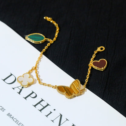 [✨Rose💎]LUCKY SPRING 5 MOTIF GOLD BRACELET