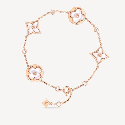 [✨Rose💎]✨Rose💎 AND SUN 4 MOTIF WHITE MOP PINK GOLD BRACELET