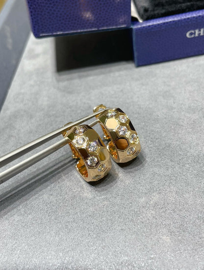 [✨Rose💎]BEE LOVE DIAMOND HOOP EARRINGS