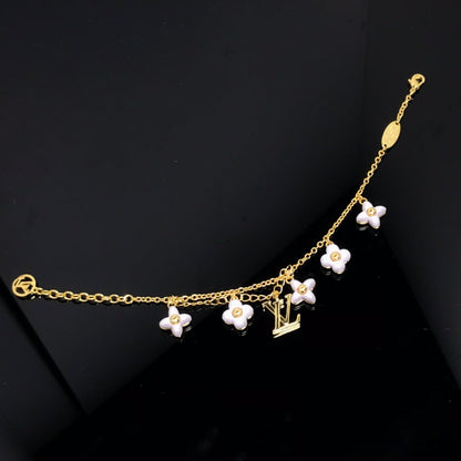 [✨Rose💎]LOGO 6 MOTIF STAR AND SUN GOLD BRACELET
