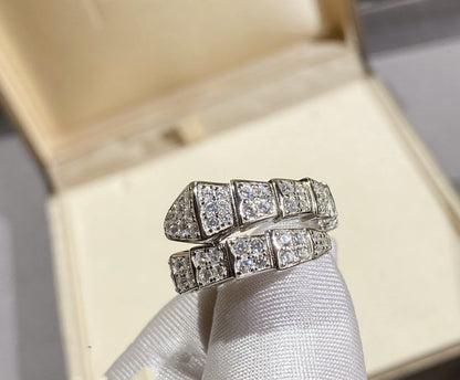 [✨Rose💎]SERPENTI RING SILVER DIAMOND PAVED