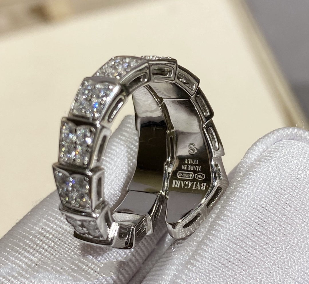 [✨Rose💎]SERPENTI RING SILVER DIAMOND PAVED