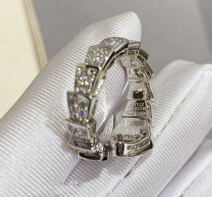 [✨Rose💎]SERPENTI LARGE RING SILVER DIAMOND PAVED