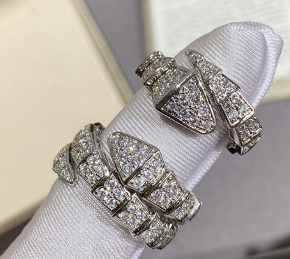 [✨Rose💎]SERPENTI LARGE RING SILVER DIAMOND PAVED