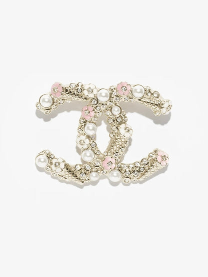 [✨Rose💎]26C Pink-White Enamel Ice Cream Cone Double C Brooch