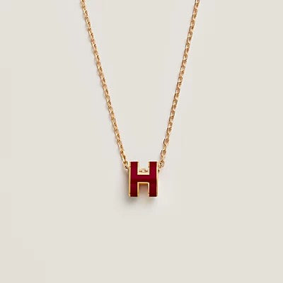 [✨Rose💎]HM CLIC RED ENAMEL GOLD NECKLACE