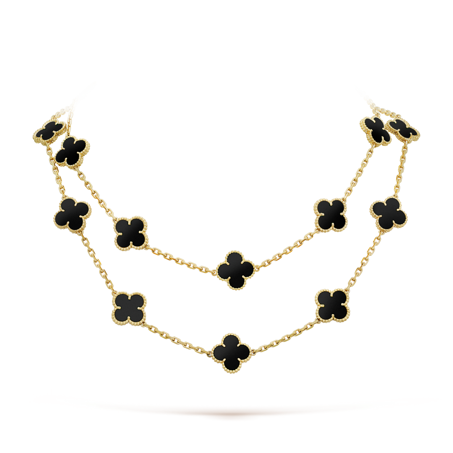 [✨Rose💎]CLOVER 20 MOTIFS ONYX NECKLACE