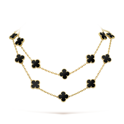 [✨Rose💎]CLOVER 20 MOTIFS ONYX NECKLACE
