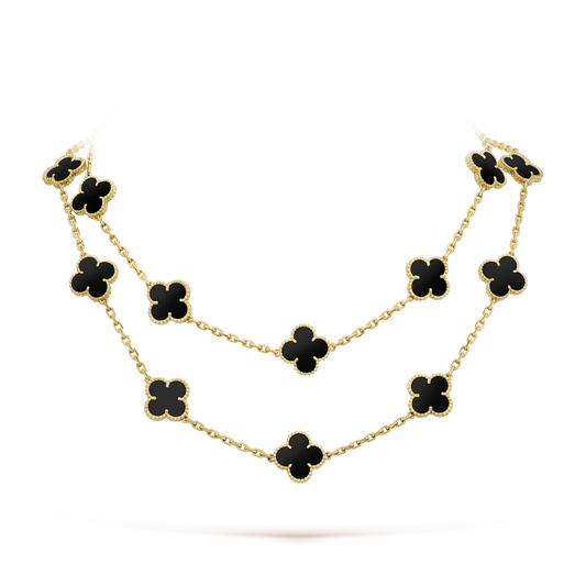 [✨Rose💎]CLOVER 20 MOTIFS ONYX NECKLACE