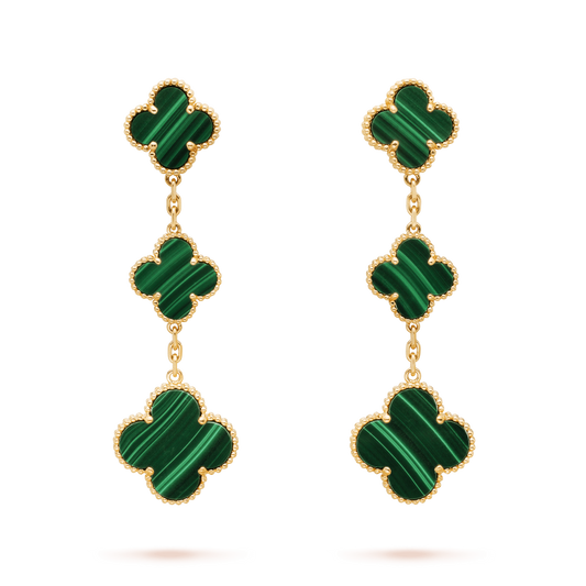 [✨Rose💎]CLOVER MALACHITE 3 MOTIFS GOLD