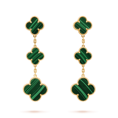 [✨Rose💎]CLOVER MALACHITE 3 MOTIFS GOLD