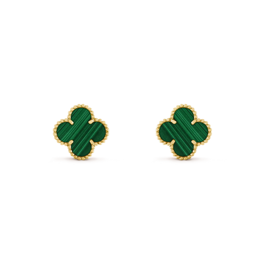 [✨Rose💎]CLOVER MEDIUM 1 MOTIFS MALACHITE  EARRINGS