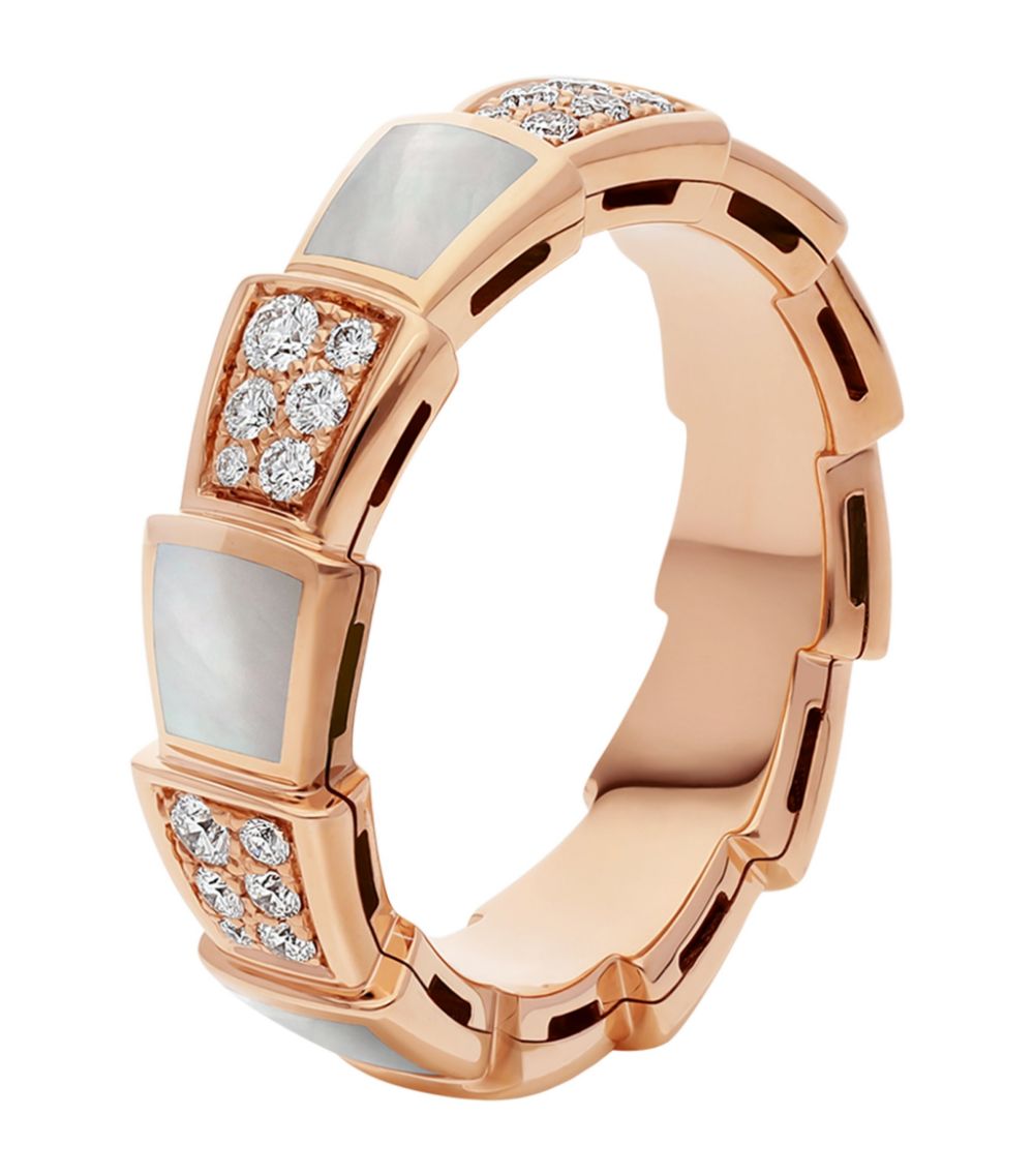 [✨Rose💎]SERPENTI RING PINK GOLD MOP DIAMOND PAVED 4MM