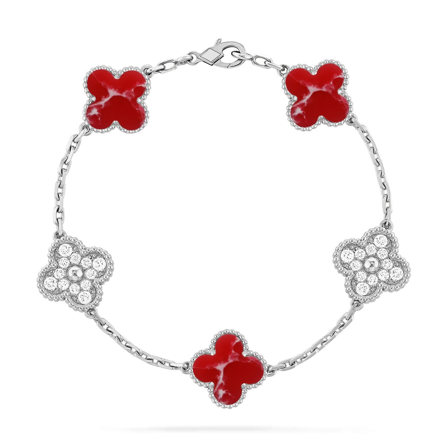 [✨Rose💎]CLOVER 5 MOTIF RED PATTERN BRACELET COLLECTION