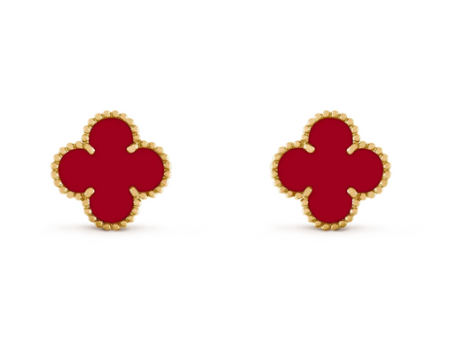 [✨Rose💎] CLOVER 20MM RED AGATE EARRINGS