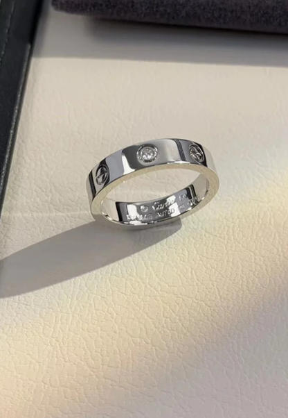 [✨Rose💎]LOVE RING 4MM 1 DIAMOND SILVER