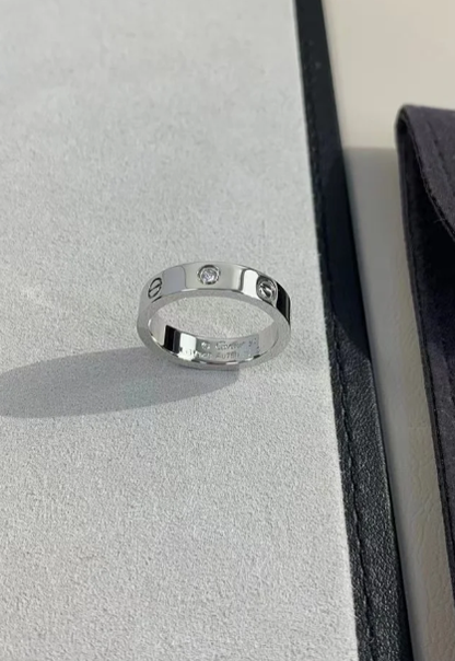 [✨Rose💎]LOVE RING 4MM 1 DIAMOND SILVER