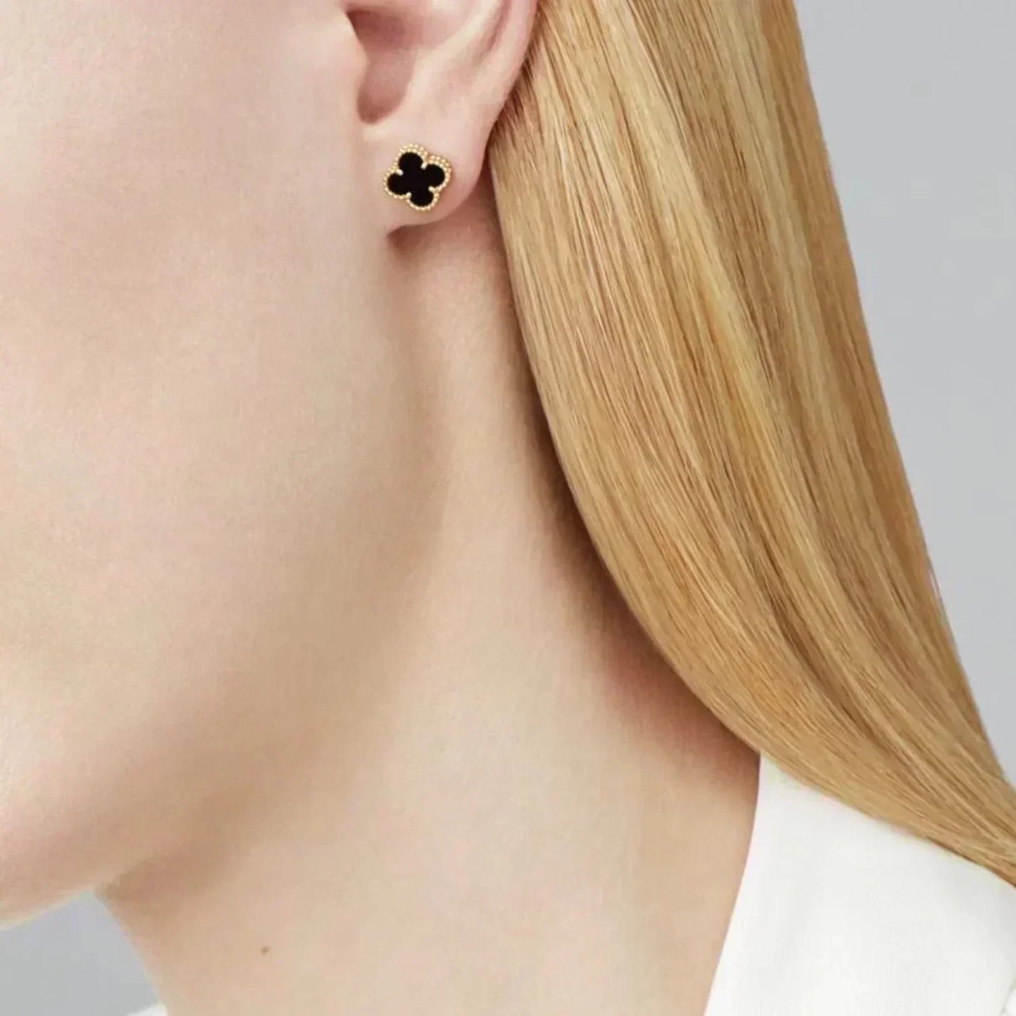 [✨Rose💎]CLOVER MINI 9.5MM BLACK MOP EARRINGS