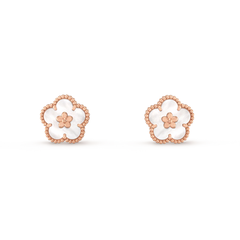 [✨Rose💎]LUCKY PINK GOLD WHITE MOP EARRINGS