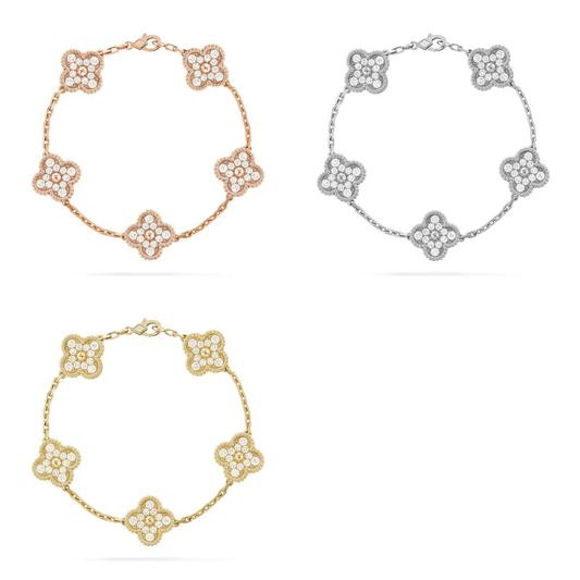 [St✨Rose💎ar Jewelry] CLOVER 5 MOTIF FULL DIAMOND BRACELET COLLECTION