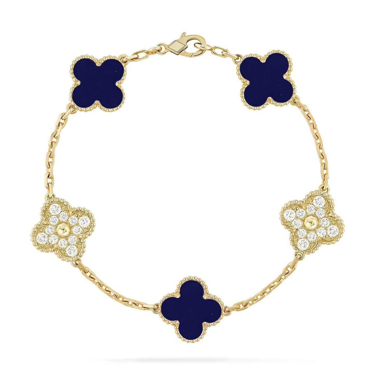 [✨Rose💎]CLOVER 5 MOTIF LAPIS LAZULI BRACELET COLLECTION