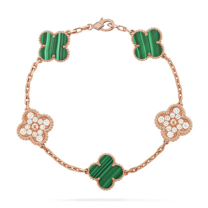 [✨Rose💎] CLOVER 5 MOTIF MALACHITE BRACELET COLLECTION