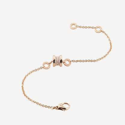 [✨Rose💎]ZERO 1 SOFT PINK GOLD WITH PAVED DIAMONDS ON THE SPIRAL BRACELET