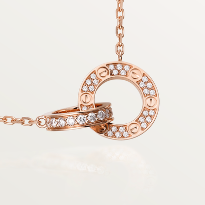 [✨Rose💎]LOVE 7.6MM NECKLACE ROSE GOLD AND SILVER  FULL DIAMOND